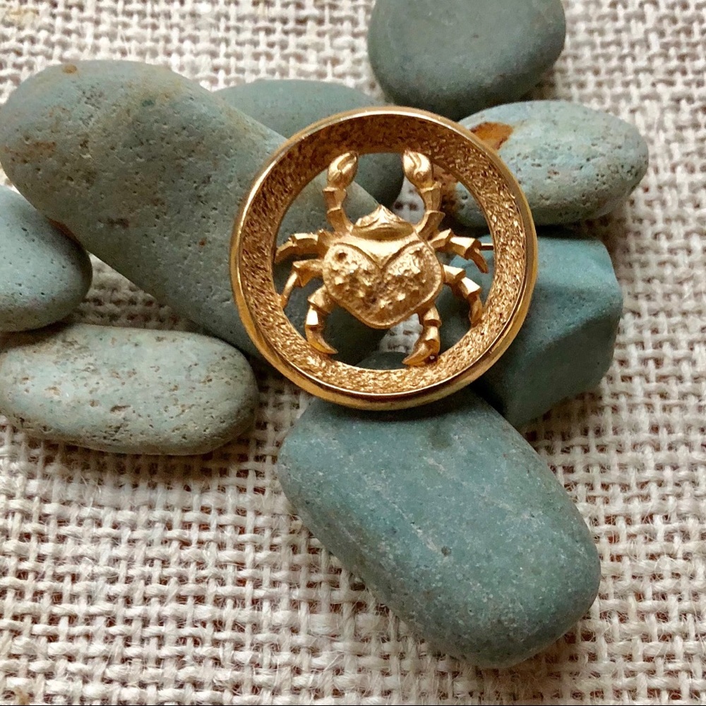 Vintage Crown Trifari Cancer Zodiac Brooch